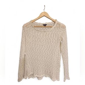 Aeropostale Cream Open-Weave Lightweight Knit Sweater